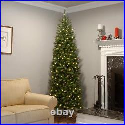 National Tree Company Artificial Pre-Lit Slim Christmas Tree, Green, Kingswoo National Tree Company Artificial Pre-Lit Slim Christmas Tree, Green, Kingswoo