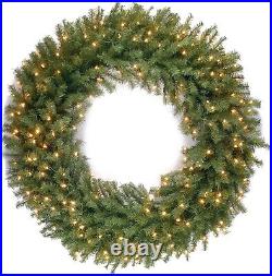 National Tree Company Pre-Lit Artificial Christmas Wreath, Norwood Fir, 48IN