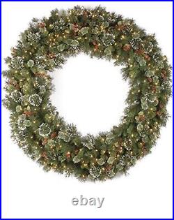 National Tree Company Pre-Lit Christmas Wreath With Pines Cones And Berries 6 FT