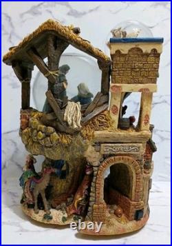 Nativity Scene 3 Snow Globes In 1 Musical Christmas BOX Vtg