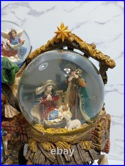 Nativity Scene 3 Snow Globes In 1 Musical Christmas BOX Vtg