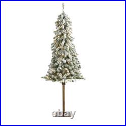 Nearly Natural 5Ft. Flocked Alpine Christmas Artificial Tree 150 Lights And 405