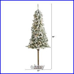 Nearly Natural 5Ft. Flocked Alpine Christmas Artificial Tree 150 Lights And 405