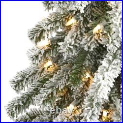 Nearly Natural 5Ft. Flocked Alpine Christmas Artificial Tree 150 Lights And 405