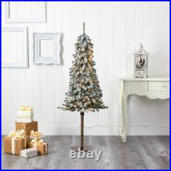 Nearly Natural 5Ft. Flocked Alpine Christmas Artificial Tree 150 Lights And 405