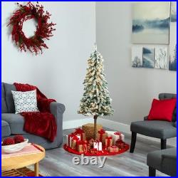 Nearly Natural 5Ft. Flocked Alpine Christmas Artificial Tree 150 Lights And 405