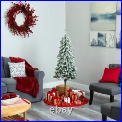 Nearly Natural 5Ft. Flocked Alpine Christmas Artificial Tree 150 Lights And 405
