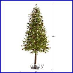 Nearly Natural 7ft. Wyoming Alpine Artificial Christmas Tree with 200 Clear Mul