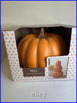 Nesting Stackable Orange Pumpkin Set Fall Halloween Decor NEW