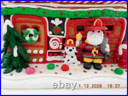 New 2025 Trimsetter Gingerbread House Light Up LED Fire Station 10T x 9.75L