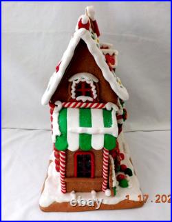 New 2025 Trimsetter Gingerbread House Light Up LED Flower Shop 10.5T x 9.8L