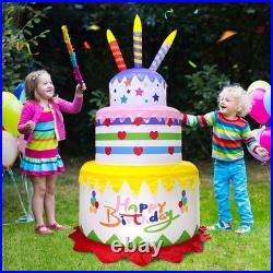 New 6FT Inflatables Birthday Cake Outdoor Decorations with Candles, Build-in