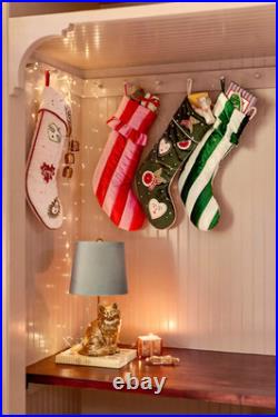 New Anthropologie Christmas Holiday Coretta Embellished Velvet Stocking Green