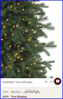 New Balsam Hill 7.5ft Slim Cathedral Fir LED Clear Fairy Lights Christmas Tree New Balsam Hill 7.5ft Slim Cathedral Fir LED Clear Fairy Lights Christmas Tree