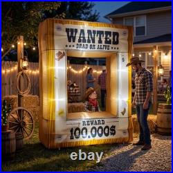 New Best Western Party Decorations 7FT Inflatable Wanted Poster Frame, Rodeo