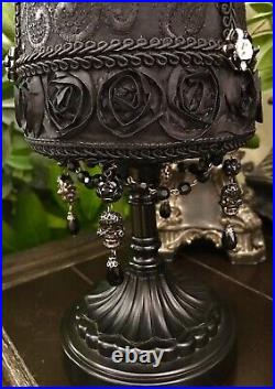 New Fancy Black Roses Jeweled Skulls Halloween Tree Centerpiece Table Decor