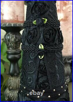 New Fancy Black Roses Jeweled Skulls Halloween Tree Centerpiece Table Decor