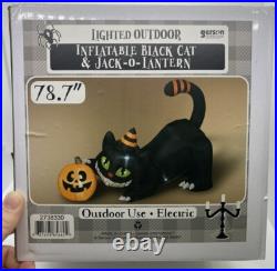 New Gerson Outdoor Lighted Inflatable Black Cat And Jack O Lantern 78.7/6.5feet