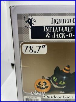 New Gerson Outdoor Lighted Inflatable Black Cat And Jack O Lantern 78.7/6.5feet