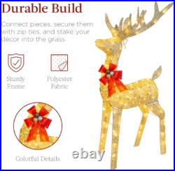 New Lighted Christmas Reindeer and Sleigh Outdoor Decor Set with LED Lights