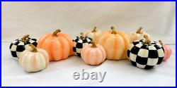 New MacKenzie-Childs Autumnology Check & Stripe Pumpkin Cluster Centerpiece