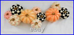 New MacKenzie-Childs Autumnology Check & Stripe Pumpkin Cluster Centerpiece