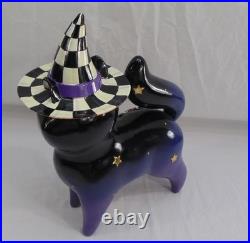 New MacKenzie Childs Fortune Teller Black Cat Halloween Courtly Check 13 withBox