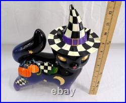 New MacKenzie Childs Fortune Teller Black Cat Halloween Courtly Check 13 withBox