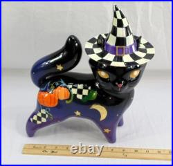 New MacKenzie Childs Fortune Teller Black Cat Halloween Courtly Check 13 withBox
