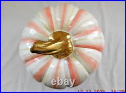 New MacKenzie Childs Medium Pink Rosy Stripe Pumpkin Bubblegum Dillard's Excl