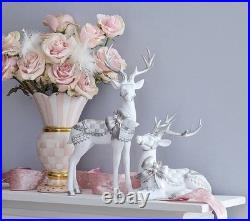 New MacKenzie Childs Set of 2 Crystal Palace Reindeer Deer Sterling Silver Check