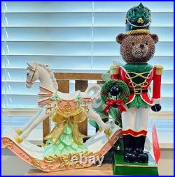 New Martha Stewart 15 Bear Nutcracker & 34th Pine Rocking Horse SET Christmas