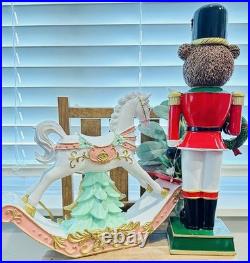 New Martha Stewart 15 Bear Nutcracker & 34th Pine Rocking Horse SET Christmas