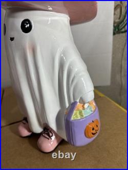 New Pink Witch Hat Table Top Ghost & Pink Scooter Ghost 2 Figures Total