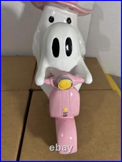 New Pink Witch Hat Table Top Ghost & Pink Scooter Ghost 2 Figures Total