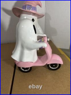 New Pink Witch Hat Table Top Ghost & Pink Scooter Ghost 2 Figures Total