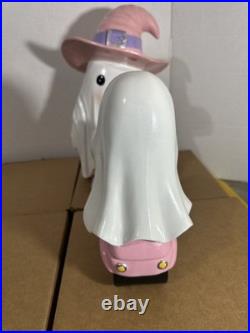 New Pink Witch Hat Table Top Ghost & Pink Scooter Ghost 2 Figures Total