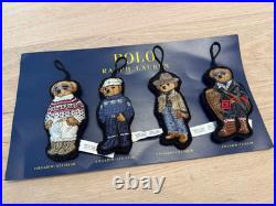 New Polo Ralph Lauren Christmas Holiday Bear Sweater Cowboy Hat Ornament Set