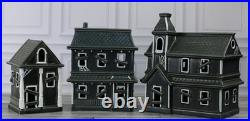 New Pottery Barn Ceramic Stoneware Haunted House Set of 3 Indoor Halloween Decor