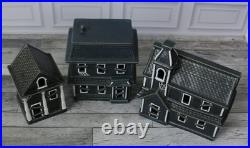 New Pottery Barn Ceramic Stoneware Haunted House Set of 3 Indoor Halloween Decor