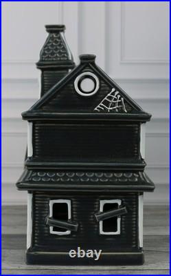New Pottery Barn Ceramic Stoneware Haunted House Set of 3 Indoor Halloween Decor