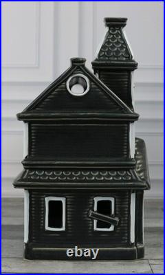 New Pottery Barn Ceramic Stoneware Haunted House Set of 3 Indoor Halloween Decor