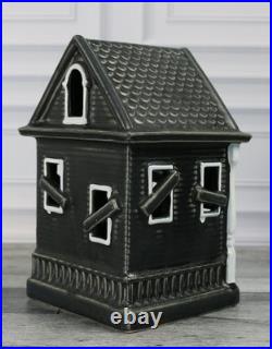 New Pottery Barn Ceramic Stoneware Haunted House Set of 3 Indoor Halloween Decor