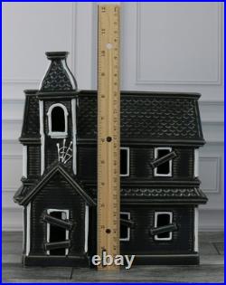 New Pottery Barn Ceramic Stoneware Haunted House Set of 3 Indoor Halloween Decor