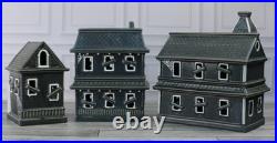New Pottery Barn Ceramic Stoneware Haunted House Set of 3 Indoor Halloween Decor