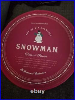 New Williams Sonoma Snowman Mugs & Plates 12pc Set Retired Christmas NIB Wear