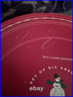 New Williams Sonoma Snowman Mugs & Plates 12pc Set Retired Christmas NIB Wear