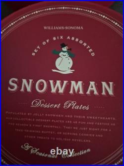 New Williams Sonoma Snowman Mugs & Plates 12pc Set Retired Christmas NIB Wear