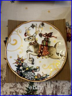 New Williams Sonoma Twas The Night Before Christmas Salad Plates Mix Set of 4