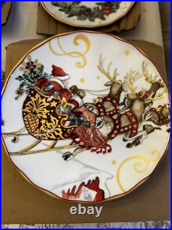 New Williams Sonoma Twas The Night Before Christmas Salad Plates Mix Set of 4